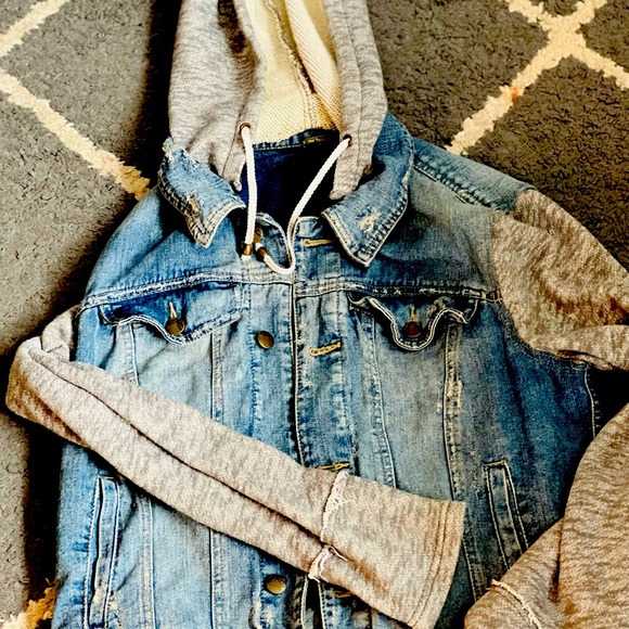Free People Distressed denim hoodie - Picture 5 of 5